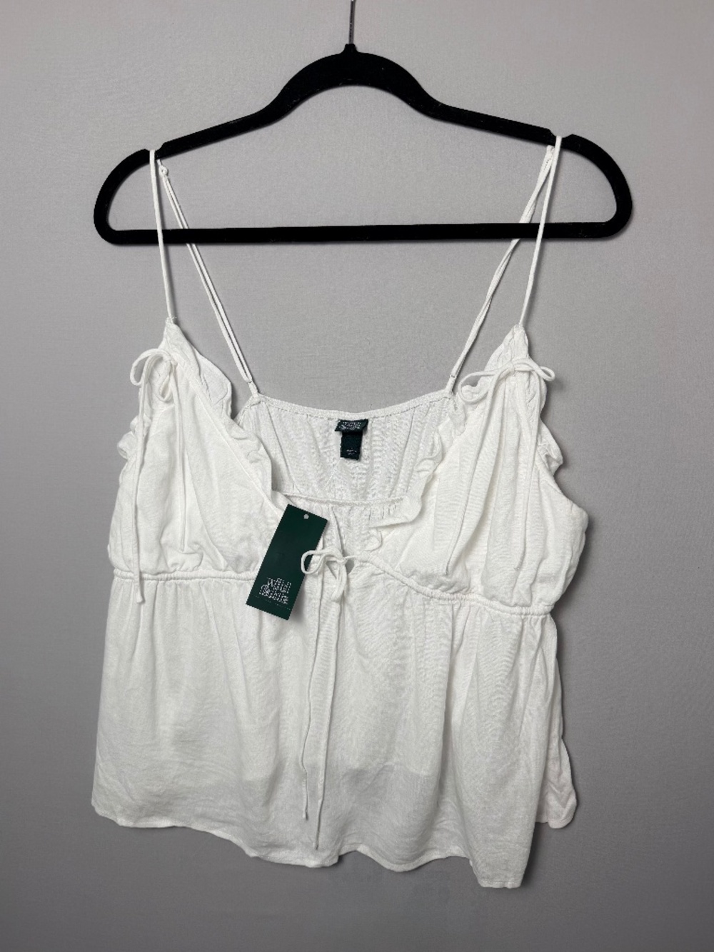 NWT Wild Fable White Linen-Blend Ruffle Cami Babydoll Tank Top - Size L